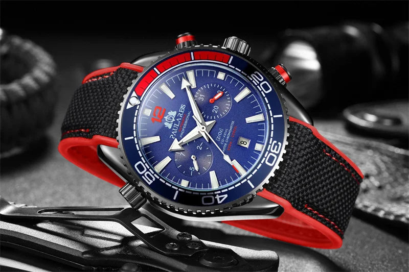 PAULAREIS P Luxury Men Automatic Self Wind Mechanical Watch for Men Rubber Strap Waterproof Luminous Date Fashion Mens Watches