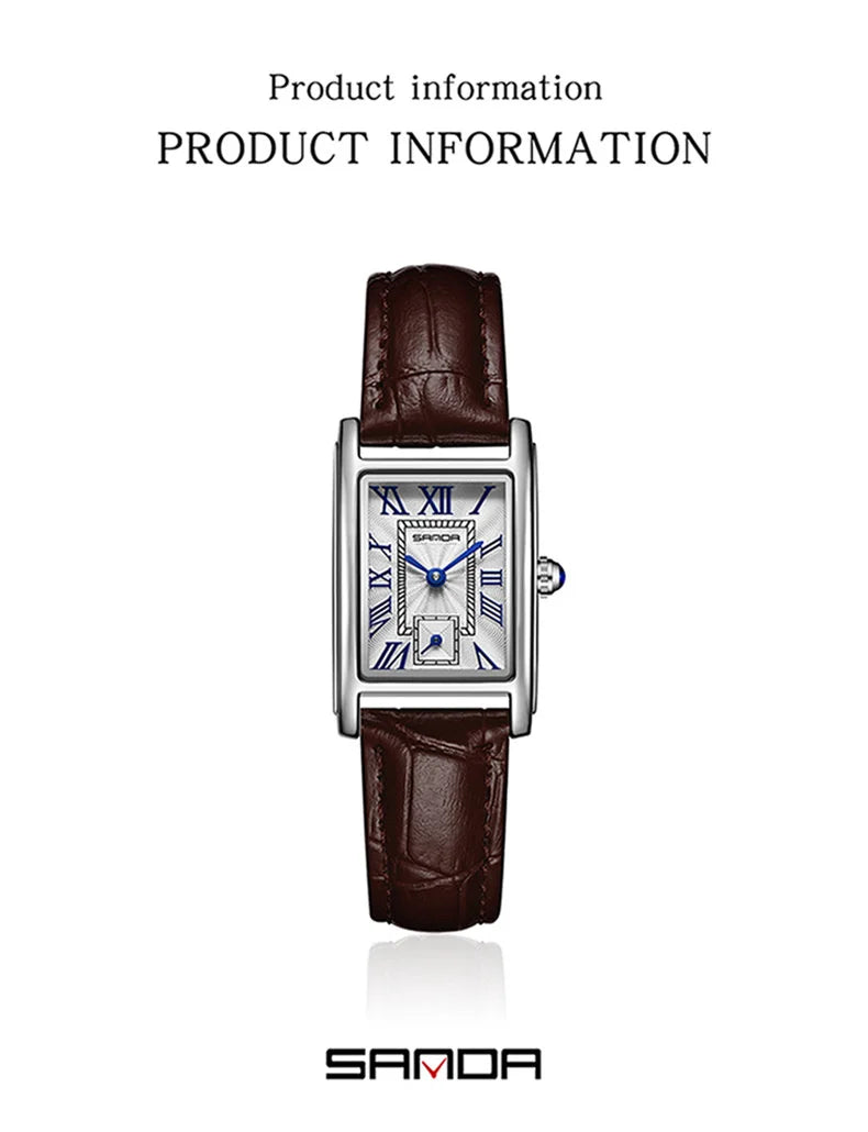 SANDA 1116 Women’s Elegant Quartz Watch  Rectangle Dial, Water Resistant & Business Design