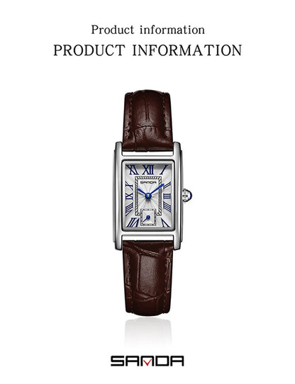 SANDA 1116 Women’s Elegant Quartz Watch  Rectangle Dial, Water Resistant & Business Design