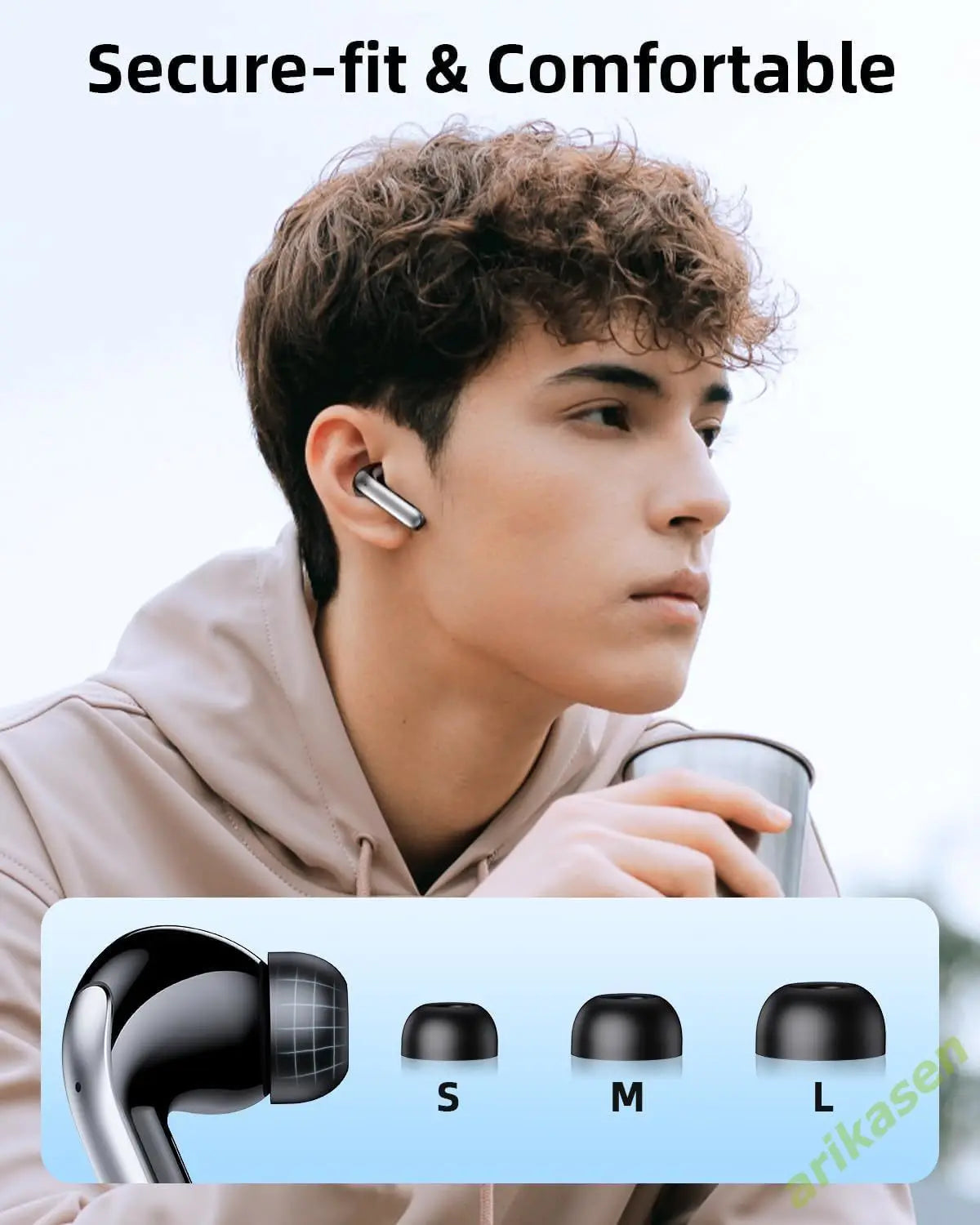 ANC Bluetooth 5.3 Wireless Earbuds with LED Display – Active Noise Cancelling TWS Earphones with Mic, 36H Playtime