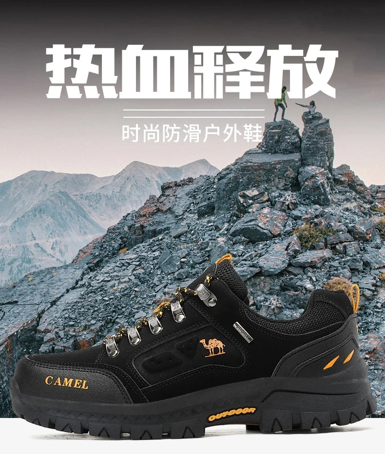 Classic Black Men's Hiking Shoes Outdoor Low Climbing Walking Shoes For Men Trekking Sneakers Non-Slip Mountaineering Shoes Man