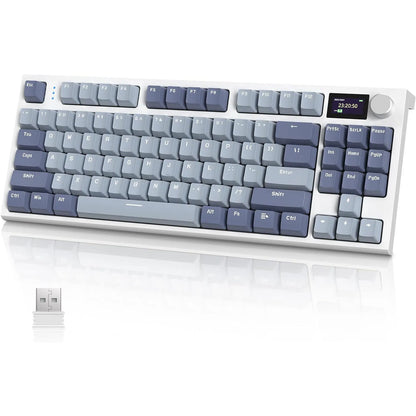 RK86 Wireless Mechanical Keyboard 75% TKL Tri-Mode Gaming Keyboard, Hot Swappable RGB Mechanical Keyboard with Gasket Mount, TFT Smart Display