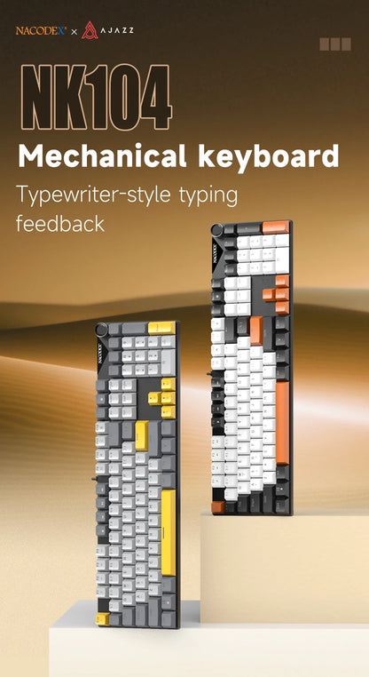 AJAZZ NK104 Wired Typing Mechanical Keyboard with Metal Knob Switch and Backlight Function for Laptops