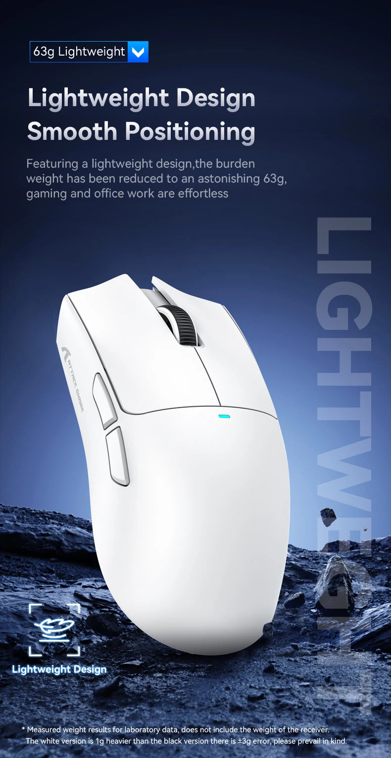 ATTACK SHARK X11 Lightweight Wireless Gaming Mouse, 22K DPI RGB Gaming Mouse with PAW3311 Optical Sensor, Tri-Mode Rechargeable Gaming Mouse