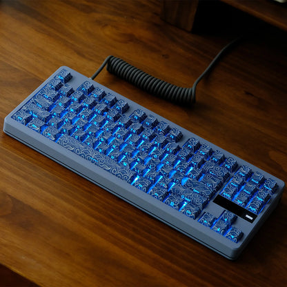 KYOMOT 135 Keys PBT Side Print Keycap Double Shot Cherry Profile Shine Through Keycaps for MX Switch Games Mechanical Keyboard