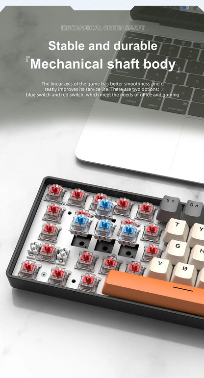 APAYADO K61 60% mini drátová herní mechanická klávesnice Phantom RGB, 61 kláves, červené/modré spínače, ergonomická, přenosná pro PC/notebook