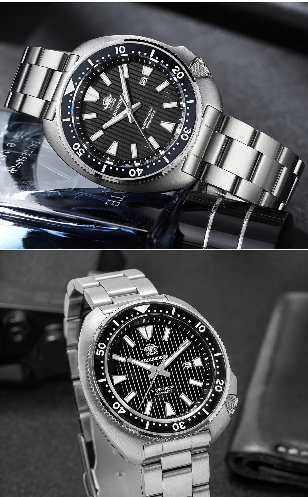 ADDIESDIVE Luxury Men's Watches Stainless Steel Sapphire Crystal Quartz Watch for Men Luminous 20Bar Waterproof NEW Wristwatches