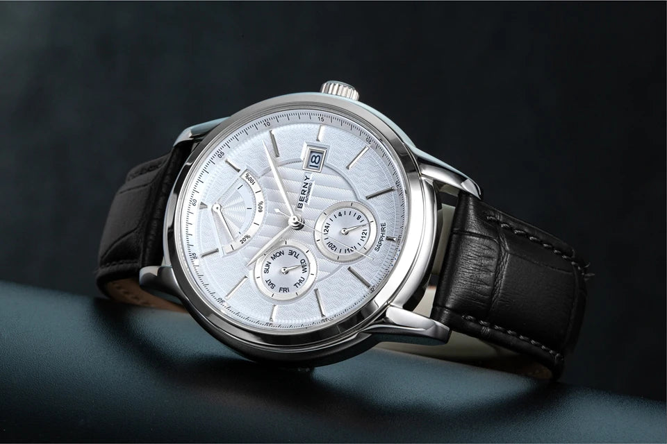 BERNY Luxury Automatic Mechanical Watch for Men Calendar Sapphire MIYOTA 9110 Dress Business Wristwatch High-end Men's Watches