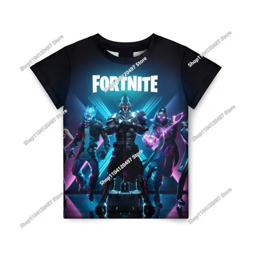T-shirt Infantil Unissexo com Impressão 3D da Mascote Fortnite, Moda de Verão, Casual para Meninos e Meninas, Roupa Infantil, Tops T-shirt
