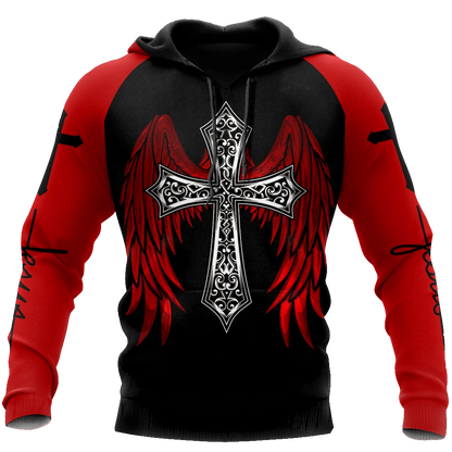 Oversized Tattoo Skeleton Cross Terror Red 3D Printed Men's Hoodie Sweatshirt Casual Tracksuits Raven Bad Wolf Animal Clothing
