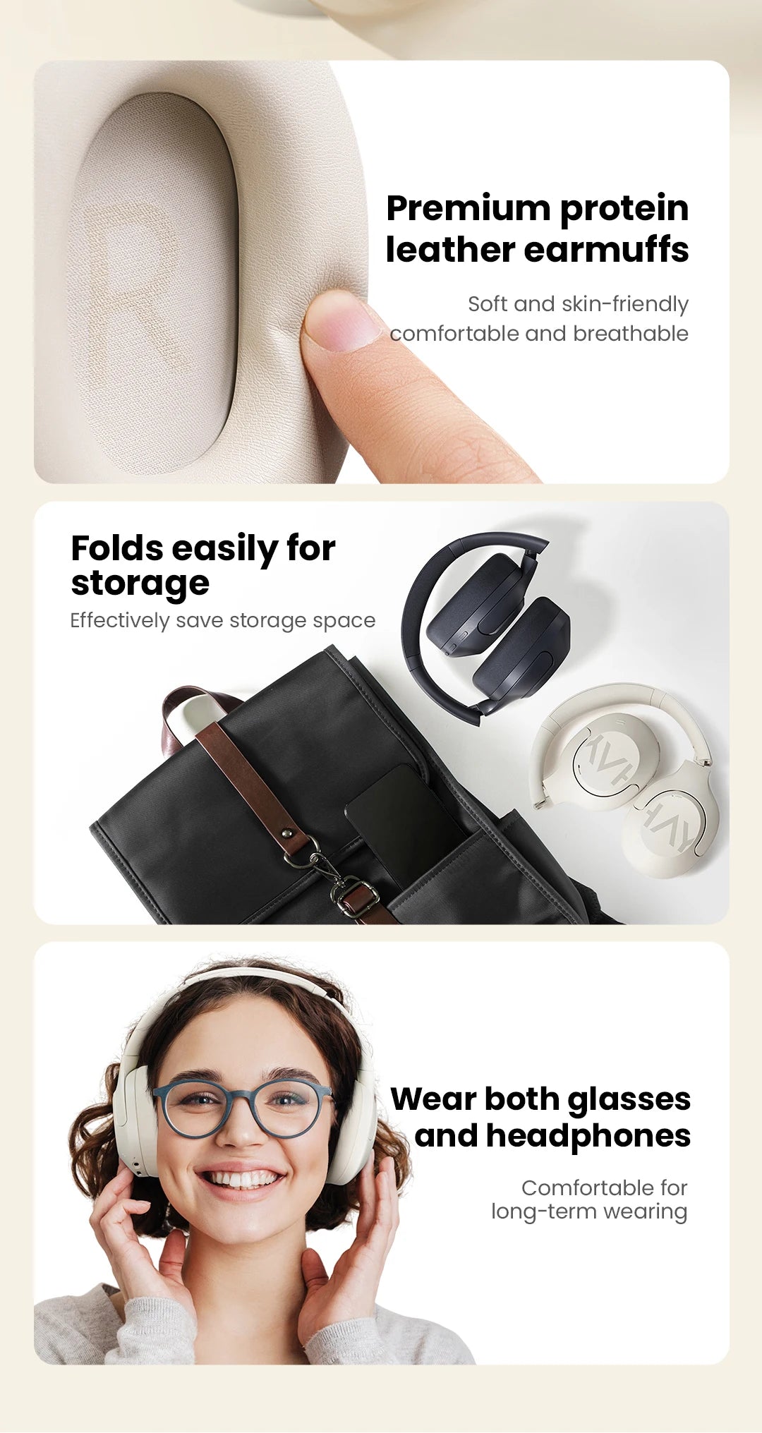 HAYLOU S30 Wireless Bluetooth 5.4 ANC Headphones 43dB Noise Cancelling Headsets with 40mm Driver, 80H Playtime Hi-Res Audio Earphones