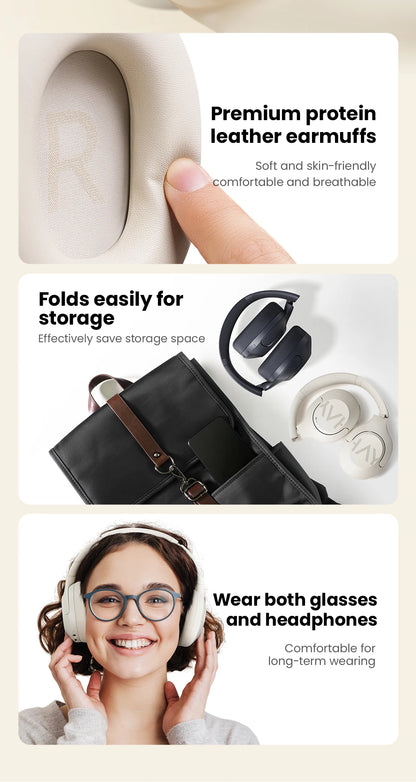 HAYLOU S30 Wireless Bluetooth 5.4 ANC Headphones 43dB Noise Cancelling Headsets with 40mm Driver, 80H Playtime Hi-Res Audio Earphones