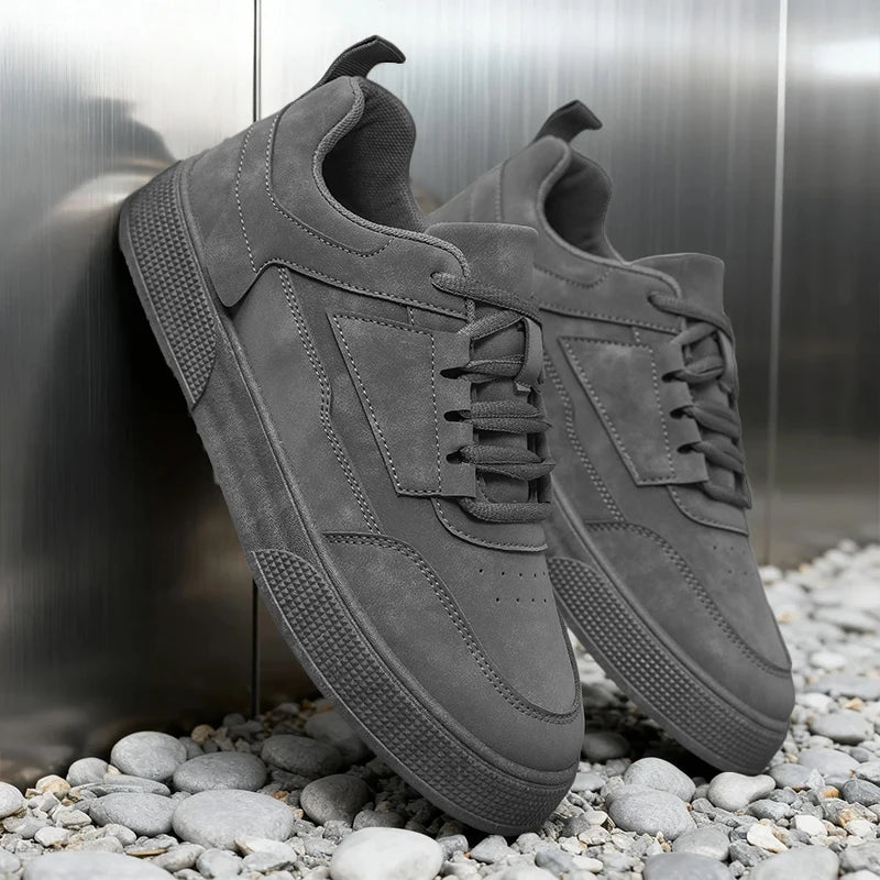 Men's Suede Casual Sneakers - Stylish Low-Top Lace-Up Shoes for Daily Wear & Street Fashion