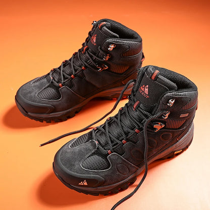HIKEUP High-Top Men Hiking Boot Winter Outdoor Shoes Lace-Up Non-slip Outdoor Sports Casual Trekking Boots Man Waterproof Suede