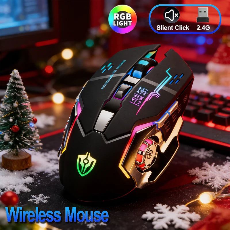 Mouse RGB dual-mode cablato e wireless 2.4G, mouse gaming ricaricabile silenzioso, mouse regolabile 3600 DPI per laptop