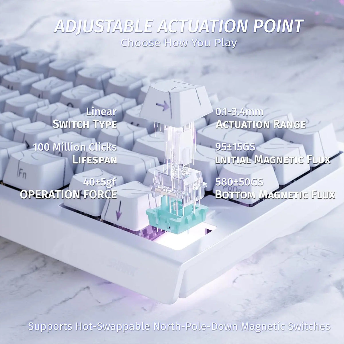 ATTACK SHARK X68 HE Rapid Trigger Mechanical Gaming Keyboard 60% Wired Hall Effect Keyboard with Adjustable Actuation, 8KHz Polling Rate & RGB Backlit