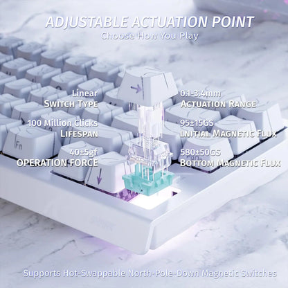 ATTACK SHARK X68 HE Rapid Trigger Mechanical Gaming Keyboard 60% Wired Hall Effect Keyboard with Adjustable Actuation, 8KHz Polling Rate & RGB Backlit