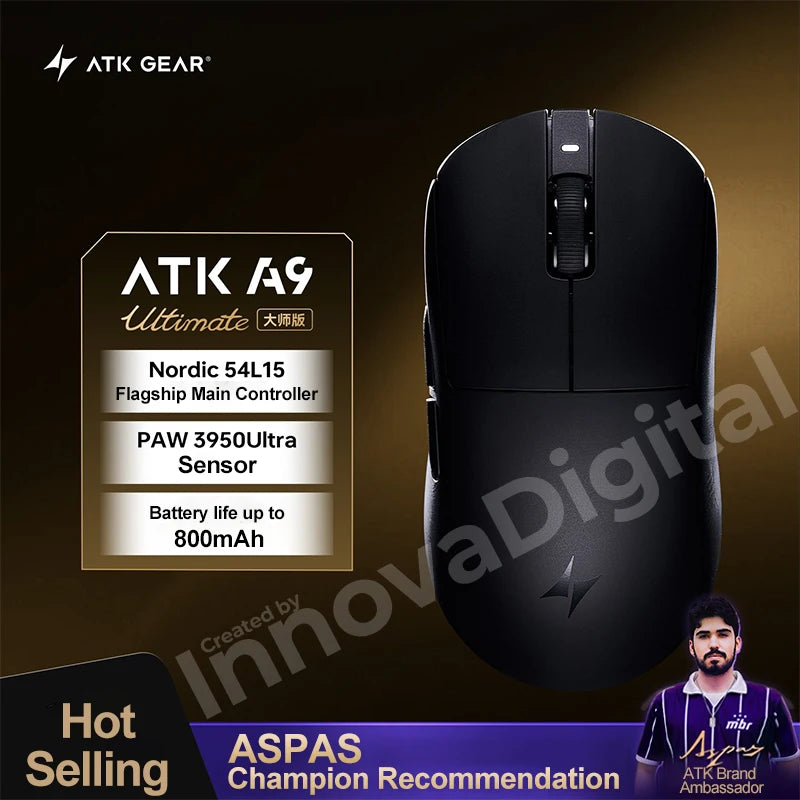 Ratón gaming inalámbrico ATK Dragonfly A9 Ultimate A9 Air PAW3950 ultraligero ergonómico para esports FPS CSGO A9 Ultra