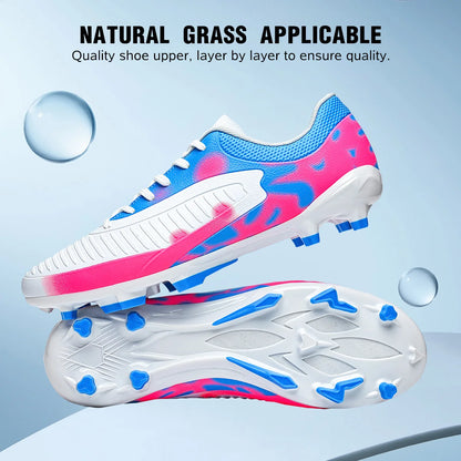 AG/FG Soccer Cleats for Men Women Kids Youth PU Fabric Upper TPU Sole Non-Slip Wear-Resistant for Natural Grass Sports Pitch Training