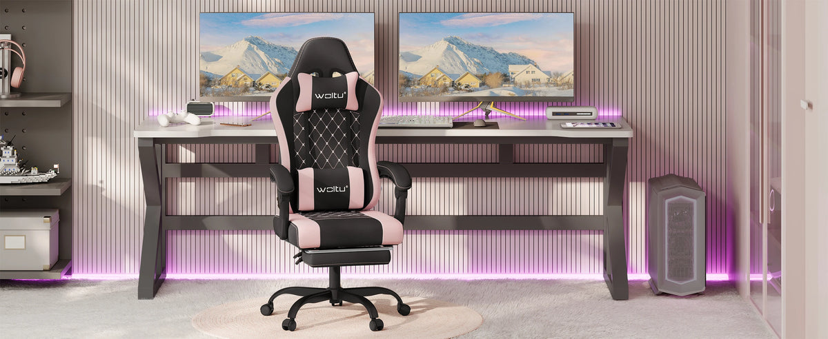 Cadeira de computador giratória WOLTU com função de massagem, cadeira de escritório ergonómica com almofada e apoio para os pés, cadeira gaming ajustável em altura