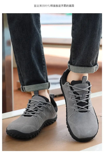 Suede Leather Shoes PU Fabric Wide Toe Shoe Anti Slip Hiking Shoe Workwear Men's Sports Shoes Women's Outdoor Walking Shoes