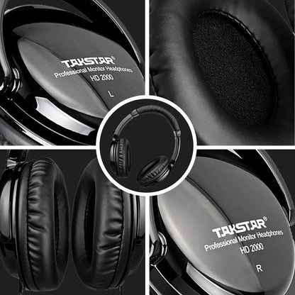 Takstar HD2000 Wired Over Ear Headphones Studio Monitor DJ Headset with 50mm Driver, HiFi Stereo Sound for Recording, Mixing, Guitar, Piano & PC