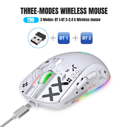 Mouse gaming Bluetooth a 3 modalità, ricaricabile, 2.4G USB wireless, con retroilluminazione RGB, per iPad, tablet, laptop e computer