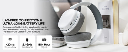 Auriculares gaming AULA G7 Pro con sonido envolvente 7.1, Bluetooth 5.3 inalámbrico y micrófono con cancelación de ruido para PS5/PS4/PC/Switch