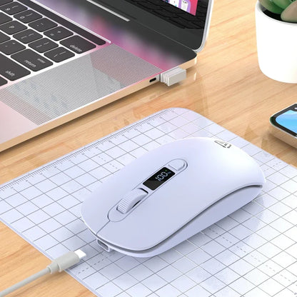 Lenovo Wireless Mouse Bluetooth 2.4G With Smart Display Silent Portable Silent Click Mouse Rechargeable Office Computers Laptops