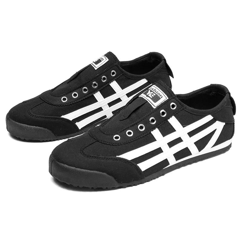 Men's Classic Running Shoes Lace Up Flat Bottom Sports Shoes Soft Sole Walking Gym Breathable Couple Casual Canvas Tennis Shoes
