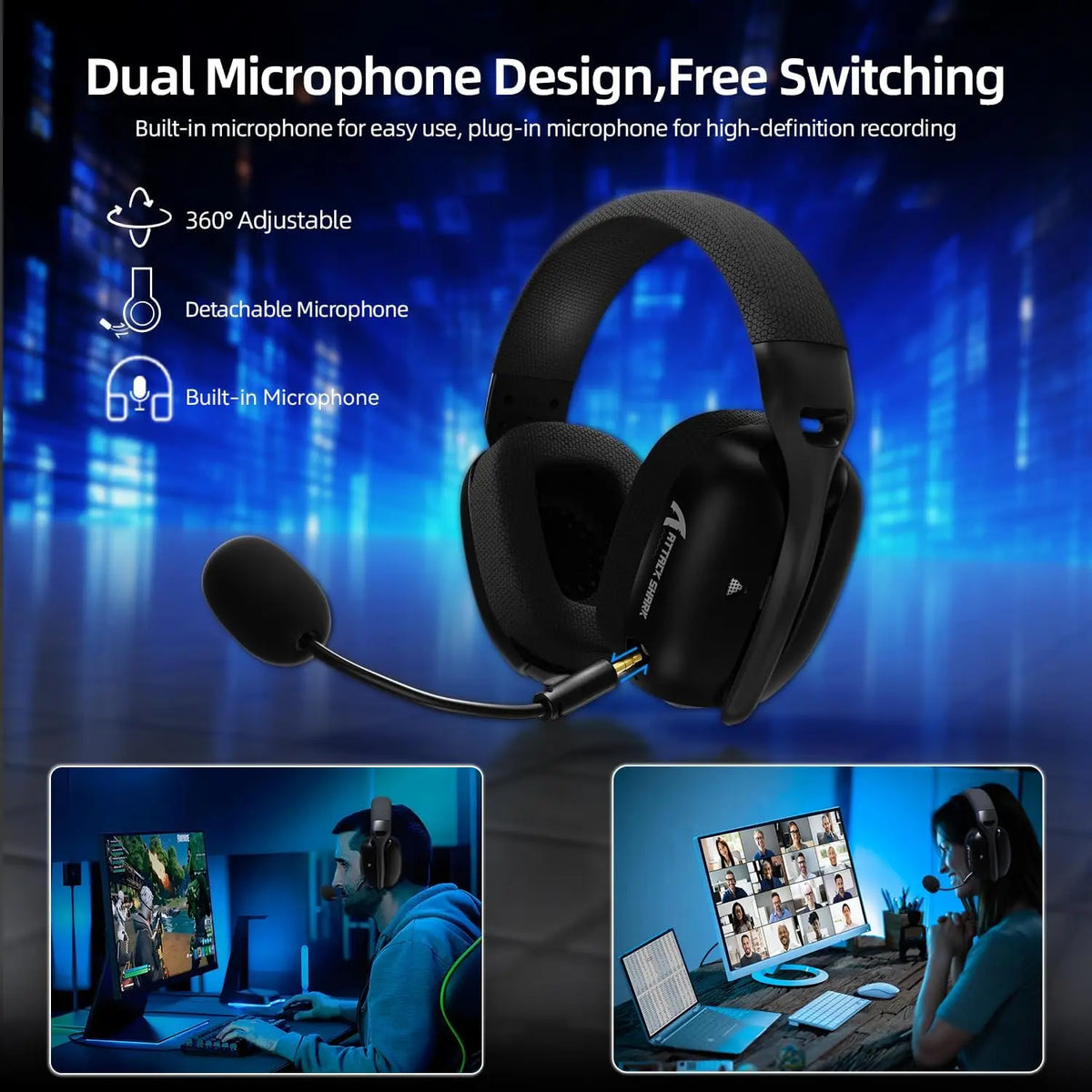 ATTACK SHARK L80PRO Wireless Gaming Headset Tri-Mode Bluetooth Gaming Headphones with Dual Microphone, Low Latency, Premium Gaming Audio