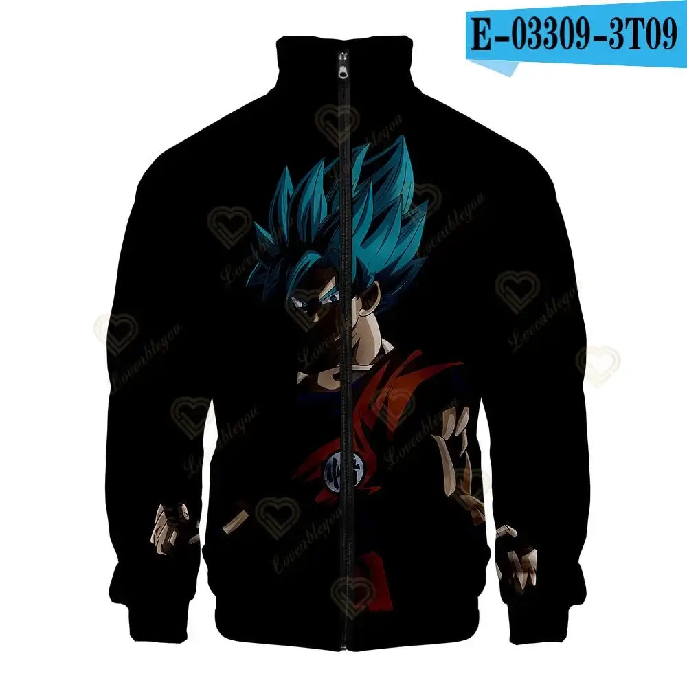 New Fashion Dragon Ball Print Stand Collar Zipper Hoodie Men Women Zipper Hoodies Jackets Long Sleeve Sport Hip Hop Sweatshirts, Produit gaming premium Fraquane