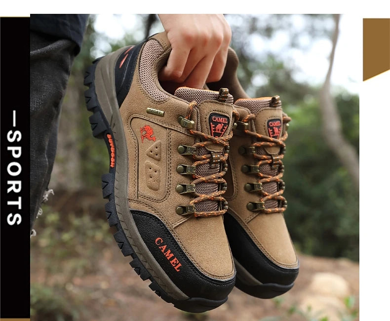 Classic Black Men's Hiking Shoes Outdoor Low Climbing Walking Shoes For Men Trekking Sneakers Non-Slip Mountaineering Shoes Man