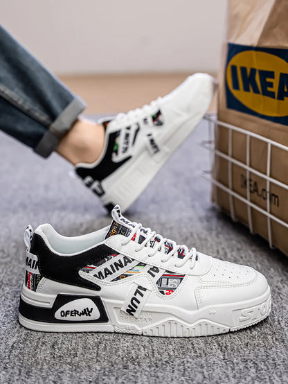 High Quality Men's Sneakers Light PU Leather Casual Shoes for Men Lace Up Flats Luxury White Black Tenis Shoes Zapatillas Hombre