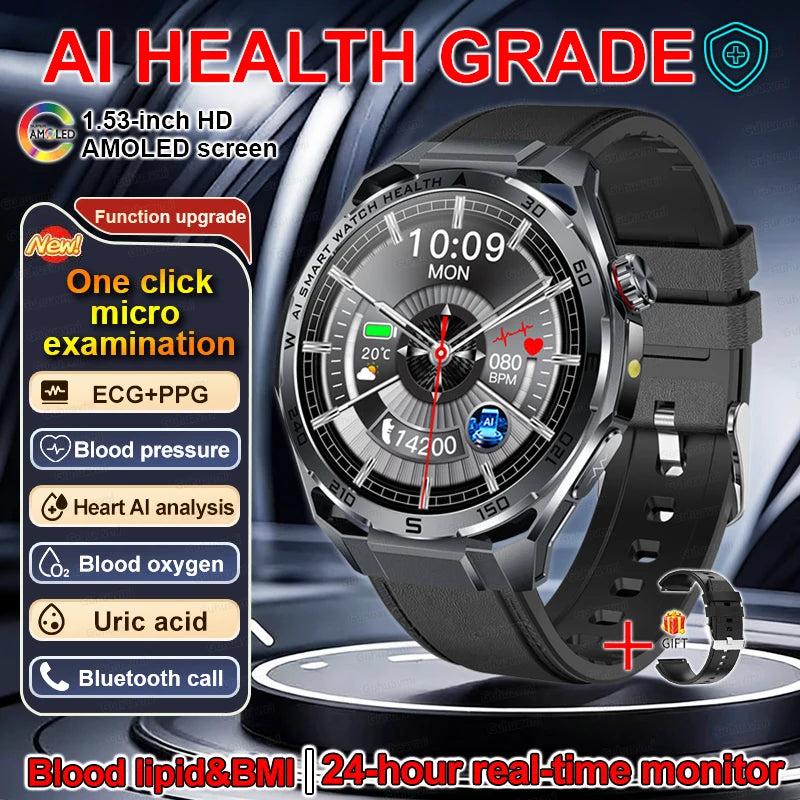 Smart Watch Men High-end Health Blood pressureblood oxygen lipids Uric acid Sapphire Smart watches Ai GPT Custom dial ECG 2026