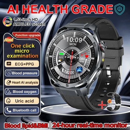 Smart Watch Men High-end Health Blood pressureblood oxygen lipids Uric acid Sapphire Smart watches Ai GPT Custom dial ECG 2026