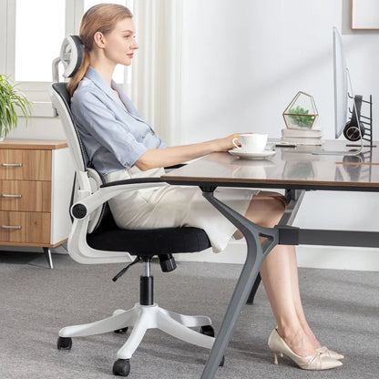 Ergonomic Home Office Chair with Back Support, Comfortable Desk Chair for Students, Rolling Study Chair with Armrests for Long Sitting