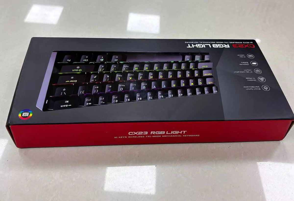 RGB Backlit 61 Keys Mechanical Keyboard Tri-Mode BT Wireless Waterproof Dustproof Portable Gaming Keyboard for Esports Gamer