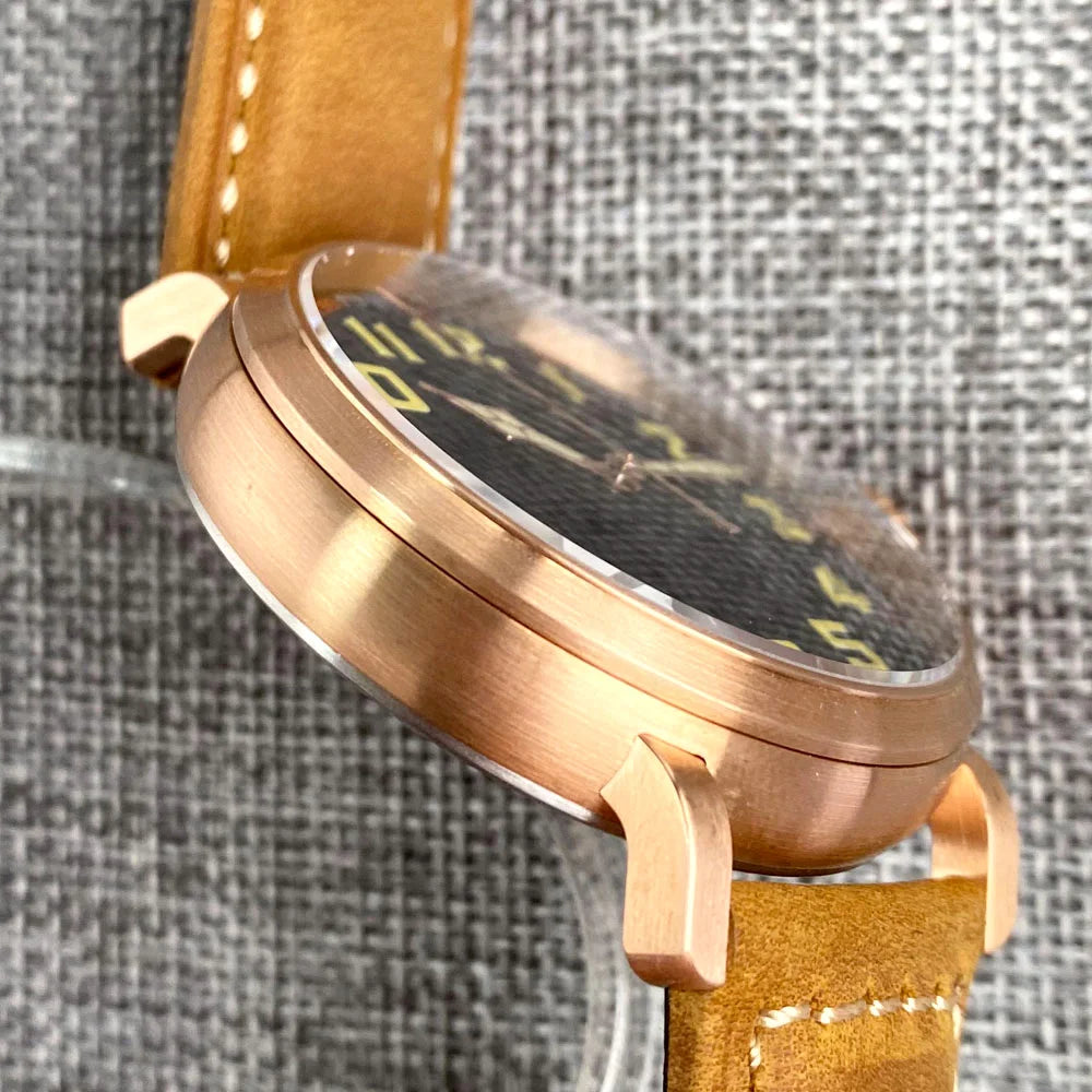 Relógio automático de mergulho para homem Tandorio 47 mm NH35 CUSN8, caixa em bronze maciço ou aço 316L, 10 ATM, cristal de safira, mostrador preto