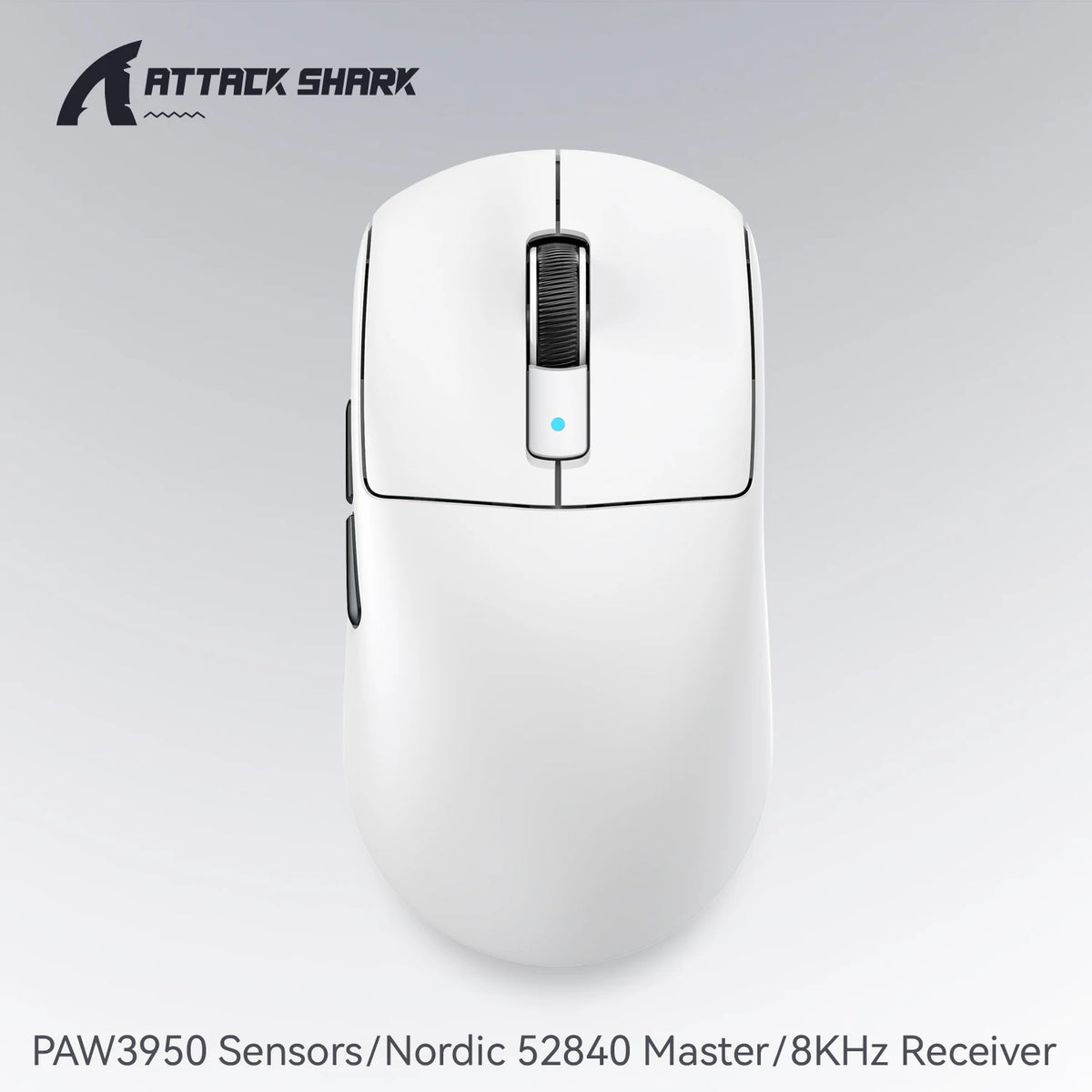 Mouse gaming wireless ATTACK SHARK R6 PAW3950MAX, polling 8Khz, ultraleggero 39g, MCU Nordic 52840, microswitch ottici Omron