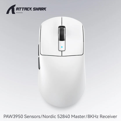 Mouse gaming wireless ATTACK SHARK R6 PAW3950MAX, polling 8Khz, ultraleggero 39g, MCU Nordic 52840, microswitch ottici Omron