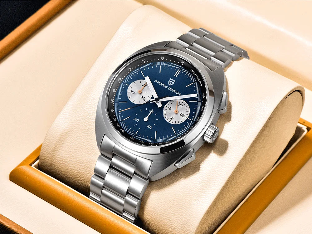 Pagani design2026fashion men's quartz watch top brand luxury sapphire VK63 men's chronograph all-steel diving relógios masculino