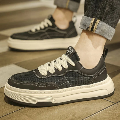 Ultraleichte atmungsaktive Mesh-Sneaker für Herren 2025 – modische Freizeitschuhe mit dicker Sohle, komfortable Schnür-Trainer für tägliche Spaziergänge