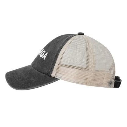 Jebiga Brate Print Vintage Mesh Baseball Cap Low Profile Trucker Hat for Men Breathable Cotton Summer Cool Hat Outdoor Ball Cap