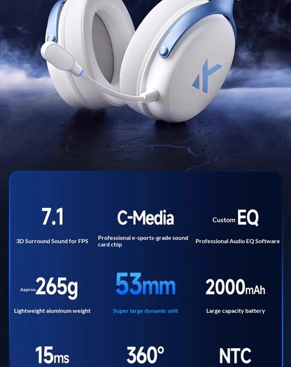 MCHOSE V9 Pro Wireless Gaming Headset with Microphone, Bluetooth Three Mode Gamer Headphones, ANC Noise Cancelling PC Gaming Headset