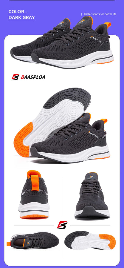 Baasploa Men Running Sneakers Brand Casual Lightweight Designer Mesh Jogging Shoes Male Breathable Lace-Up Sports Walking Shoes