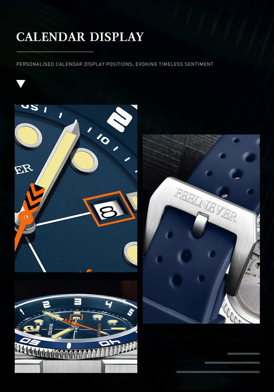 FeelNever 8215 Movement Automatic Dive Watch for Men Super Luminous 316 Steel Wristwatch Sapphire Sports Mechanical Male Watches