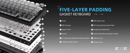 ATTACK SHARK X85 Tri-Mode Gasket Mechanical Keyboard 75% Wireless Hot Swappable RGB Gaming Keyboard with CNC Knob, 5-Layer Sound Dampening & NKRO