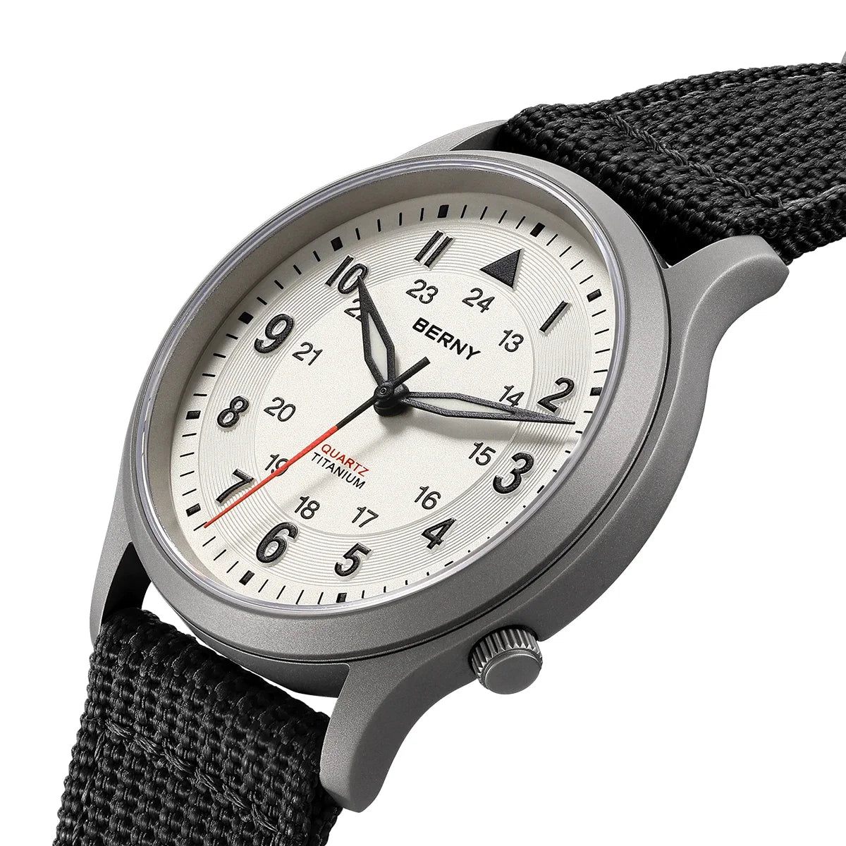 BERNY Titanium Watches for Men Classic Mens Field Watch Easy Read Outdoor Quartz Wristwatch Super Luminous Sapphire 5ATM