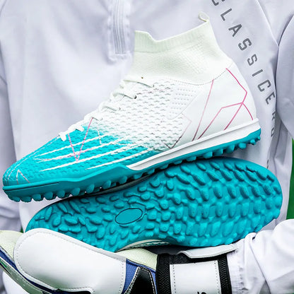 New Professional High Top Football Shoes Artificial Grass Leather Youth Students Training Soccer Shoes for Men And Women Sports